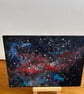 Original mix media  picture of space. 5x7" canvas board 