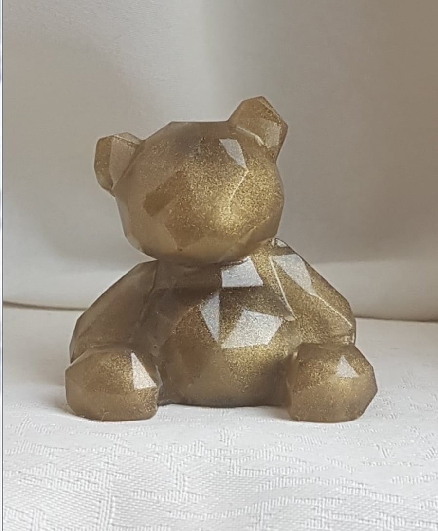 Gorgeous Old Gold Tone Auric Resin Bear - Keepsake Gift.