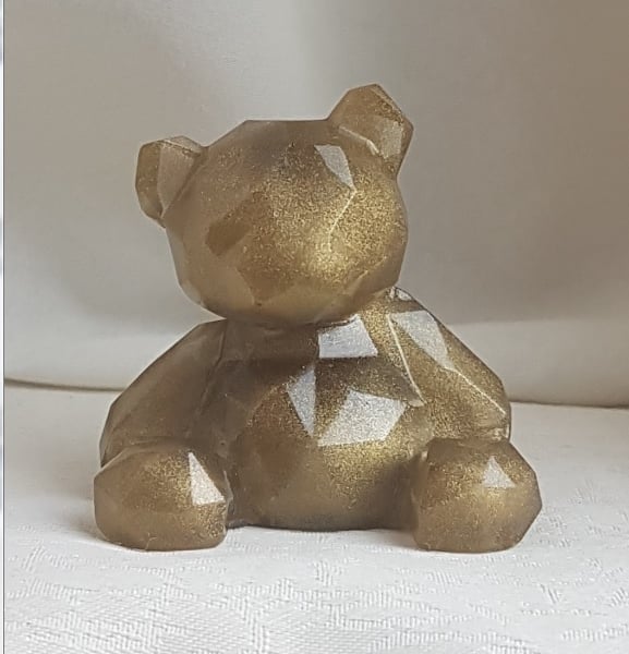 Gorgeous Old Gold Tone Auric Resin Bear - Keepsake Gift.