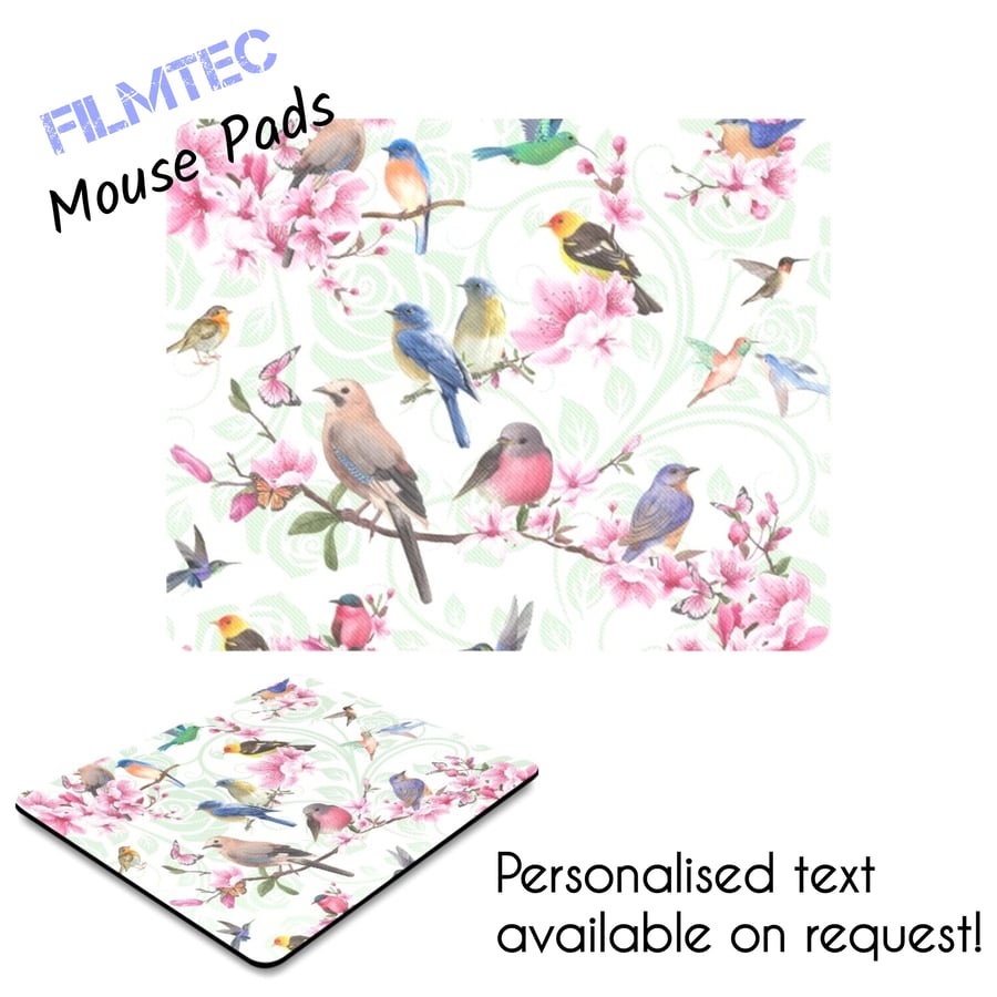 Flower Birds Artistic Inspired Personalised Mouse Pad Mouse Mat.
