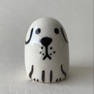 Small Wheel Thrown and Hand-Painted Ceramic Dog