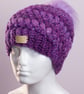 Hat hand made crochet puff stitch with handmade faux fur detachable pompom  - Image 9