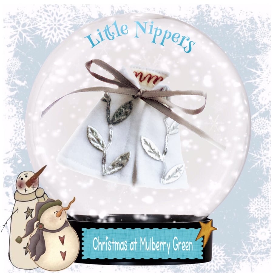 Reserved for Julie - White Little Nipper Cape with Silver Leaves