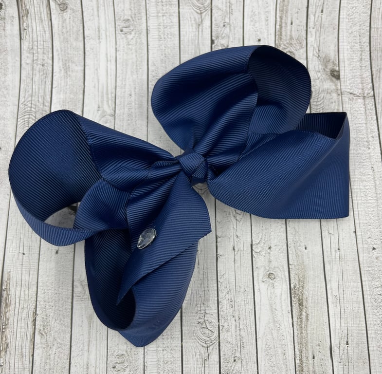 Navy 8 inch BoBo Bow on Clip