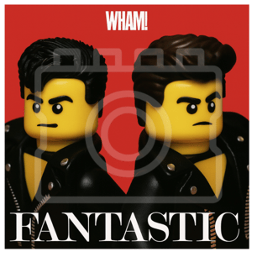 LEGO-Inspired Wham! – Fantastic Album Cover Print – 5x5" Mounted for 9x9" Frame