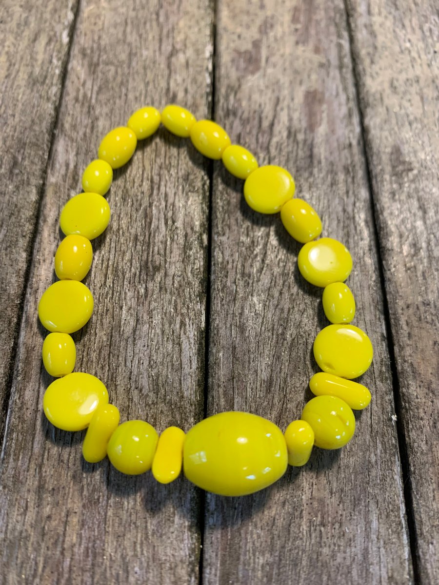 SALE! Bright Yellow glass bead bracelet