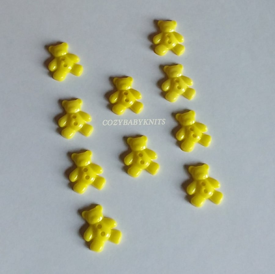 Bright yellow teddy bear plastic buttons