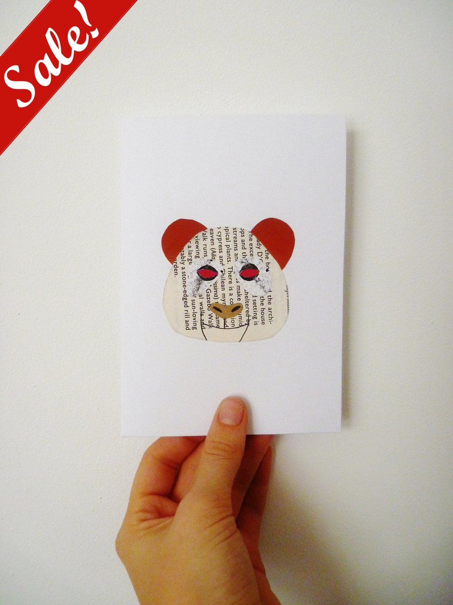 Sale - 50% off! - Collaged Panda Card