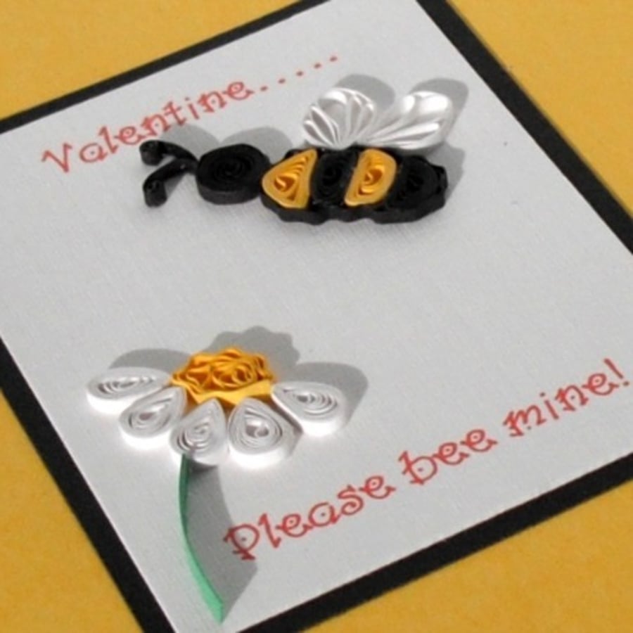 Quilled Valentine card - Please bee mine