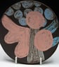 Pink, Blue, Decorative Dish, Black Clay and Underglaze - Image 2