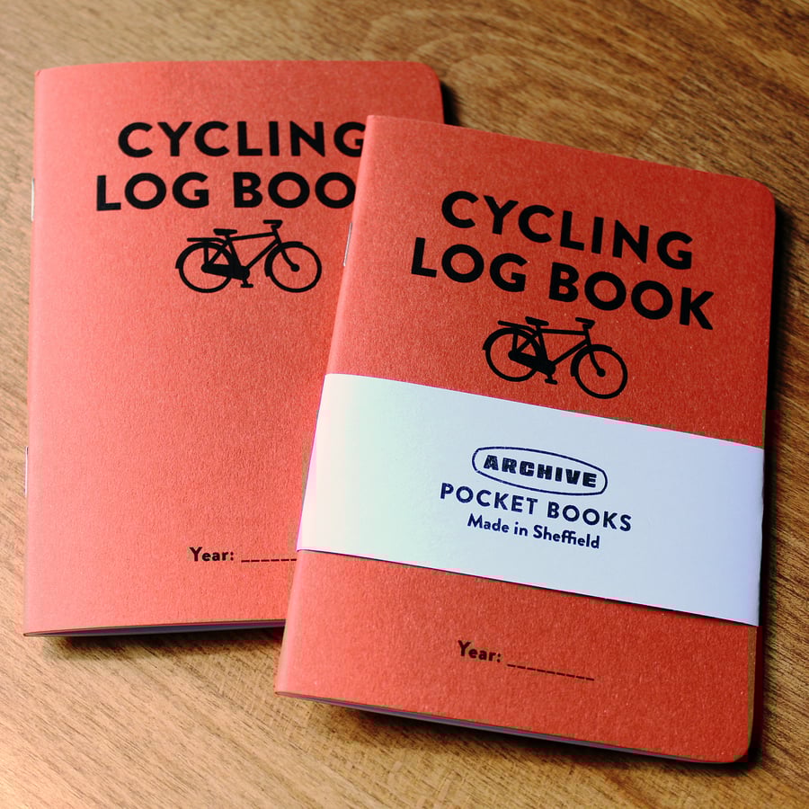 Single A6 ‘Cycling' pocket log book with typographic design cover