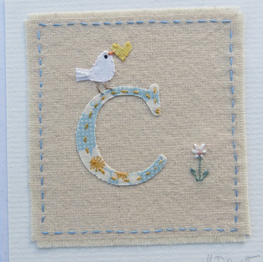 Sweet little hand-stitched letter C  new baby, birthday or Christening