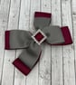School Wine and Grey Double Layer Bow on Clip - Image 1