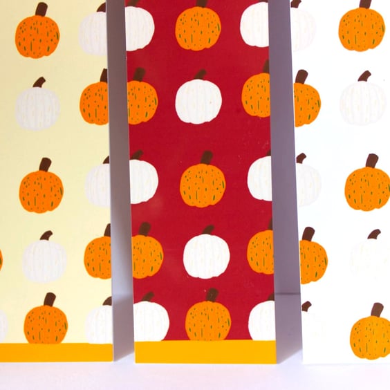 Pretty pumpkins Reading Bookmark, white , red or yellow