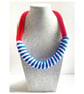 Blue Nautical Knotted Rope Statement Necklace, Chunky Statement crochet necklace - Image 1