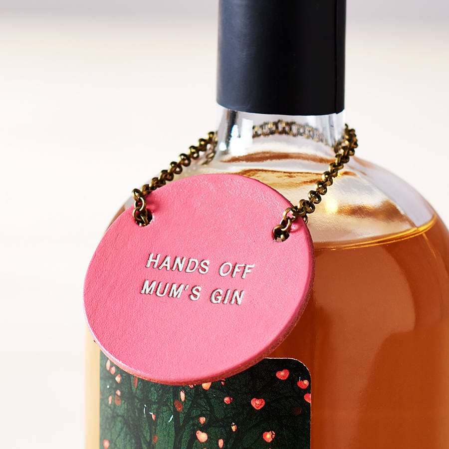 Leather Bottle Tag - Personalised gifts for the home - gifts for the bar - littl