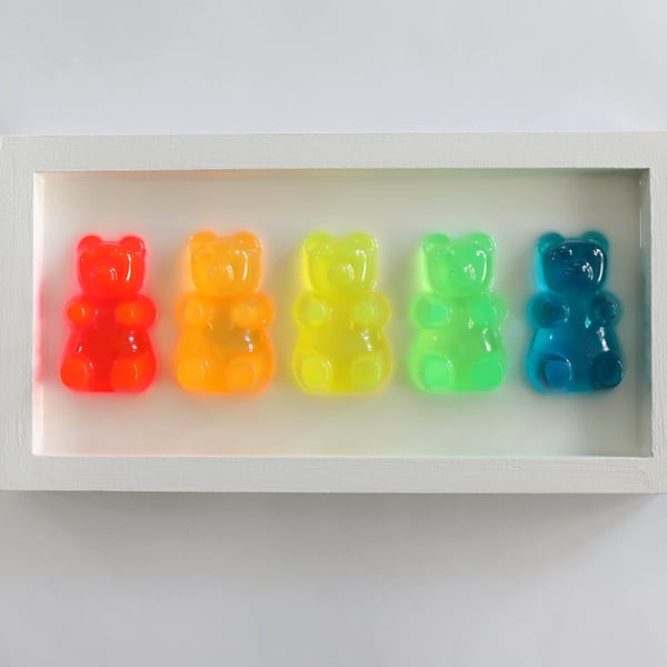 Gummy Bear Resin Art, Vibrant 3D Mini Collection for Playrooms, Unique Handmade 