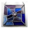 Jigsaw Suncatcher Stained Glass Handmade Blue Purple Abstract