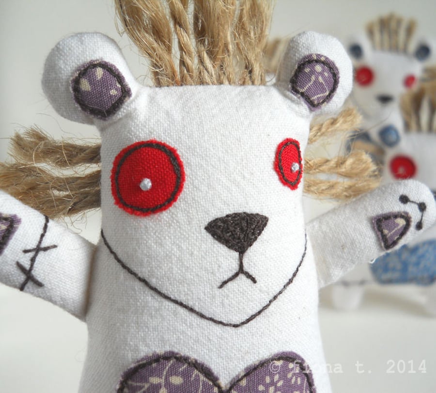 freehand embroidered zombie lion - purple