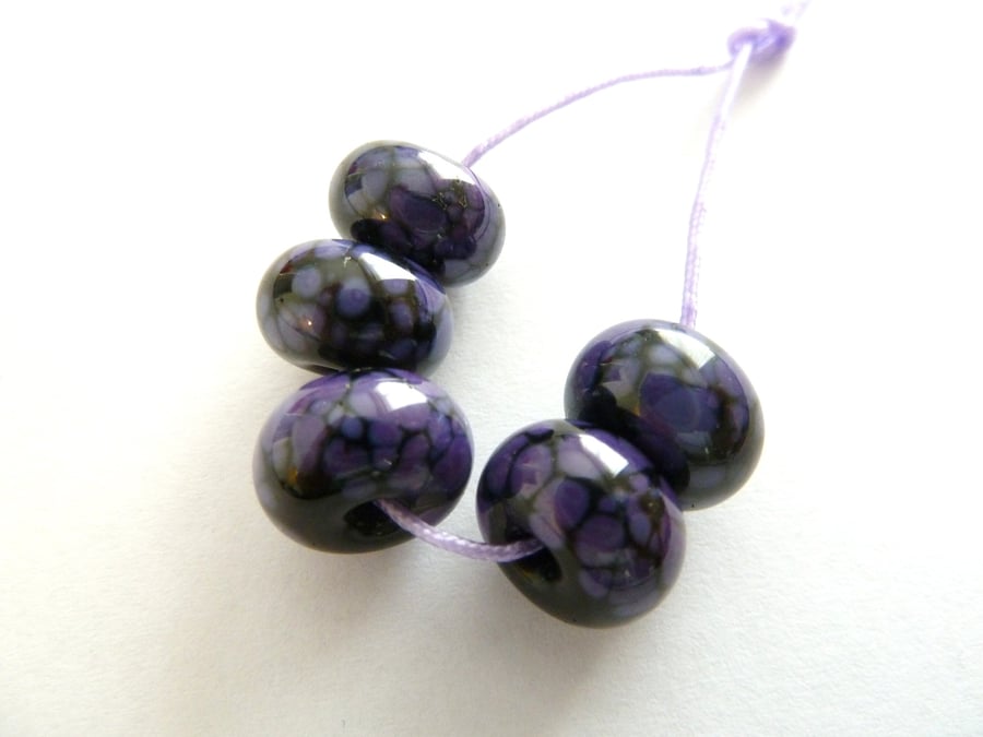 black and purple lampwork beads