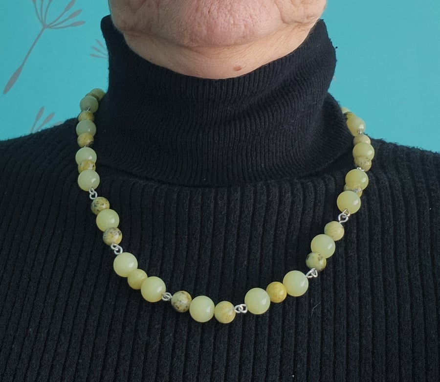 Jasper stone necklace with sterling silver