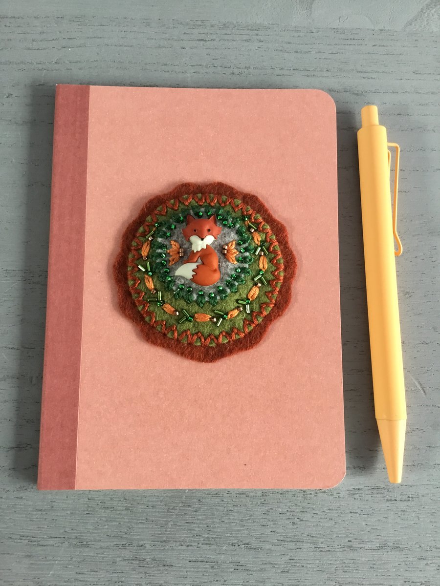 Hand Embroidered Fox Notebook Set 