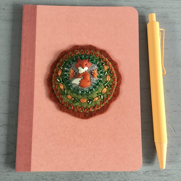 Hand Embroidered Fox Notebook Set 