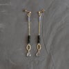 Gold Fill Dangle Earrings with Green Tourmaline, Tourmalinated Quartz and Iolite