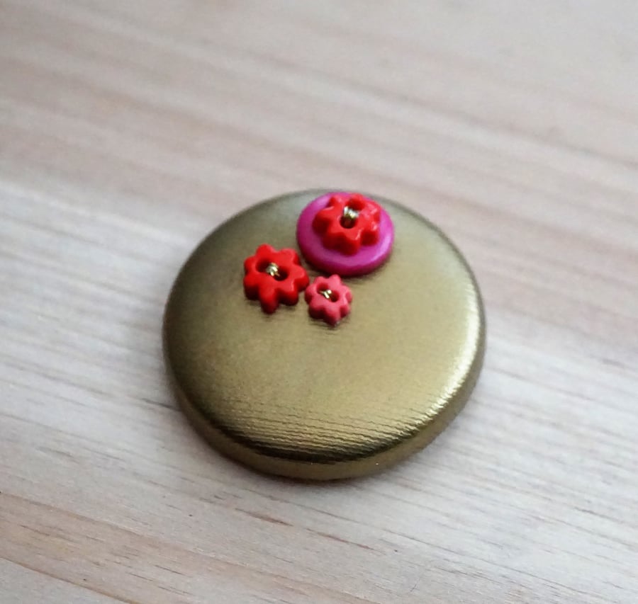 Gold & Red Button PVC Badge