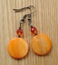 Juicy Orange Shell Disc Earrings - Image 2