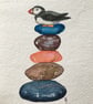 Pebble pile with puffin painting  - Image 2
