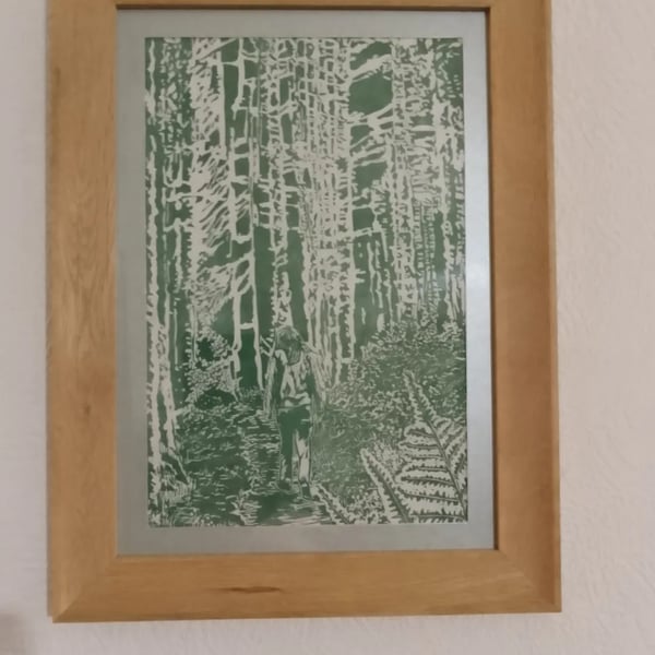 Into the woods linoprint limited edition