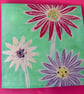 Set of 2 Colourful Daisy Linocut Cards, Gem Embellished Handmade Original Art - Image 3