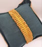 Cushion cover 18" forest green and mustard yellow with pleating.   - Image 4