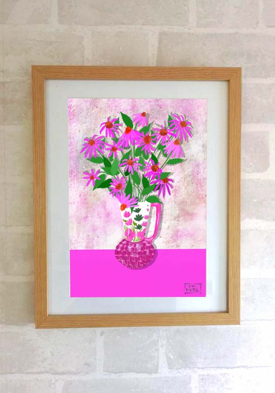 Echinacea Flowers - Vase Print Only by Nina martell