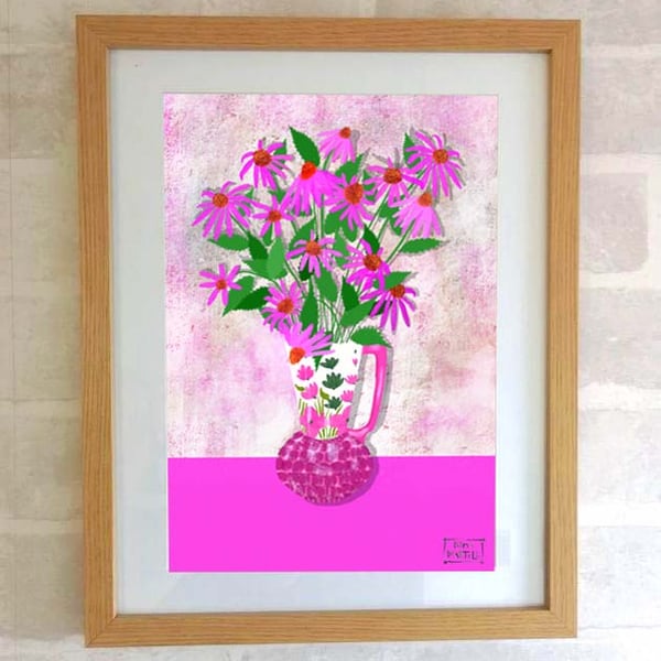 Echinacea Flowers - Vase Print Only by Nina martell