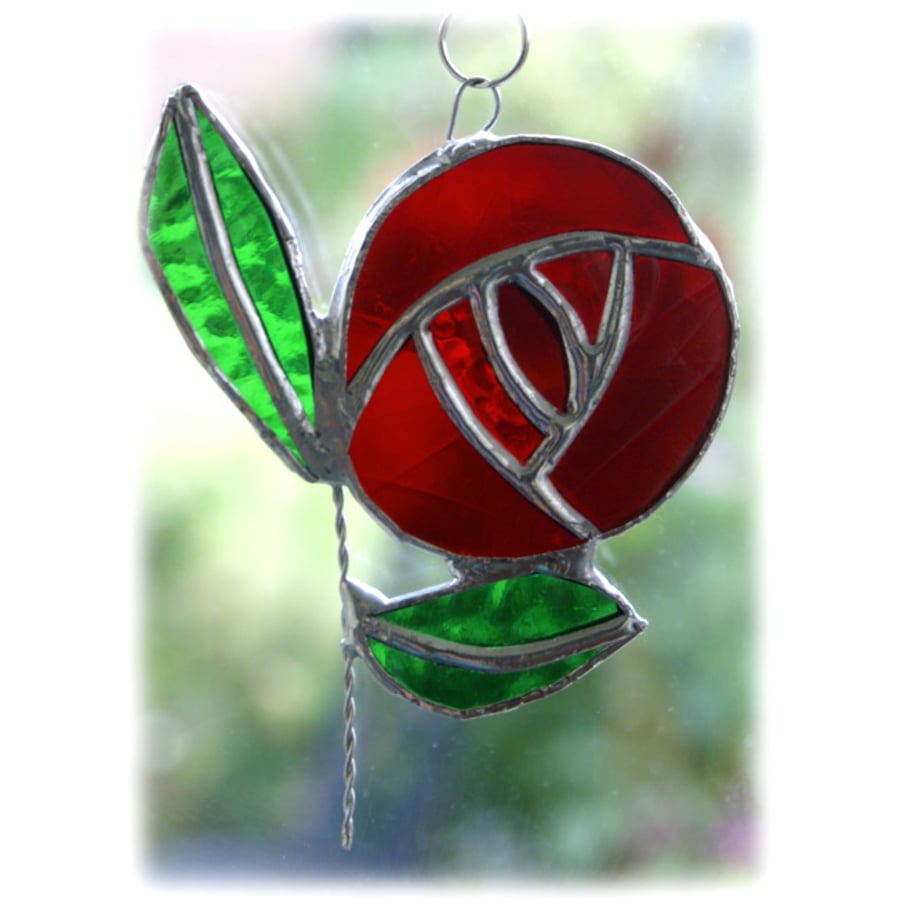 Mackintosh Rose Suncatcher Stained Glass Red
