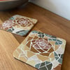 Mosaic Coaster Art: Burnt Orange Roses