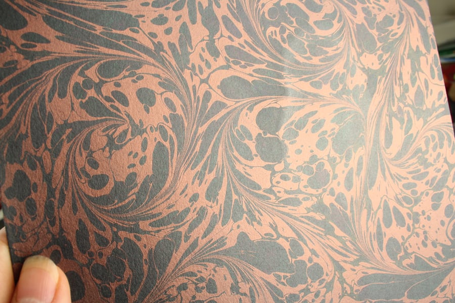 A4 Marbled card sheet for card making and die cutting black and copper 