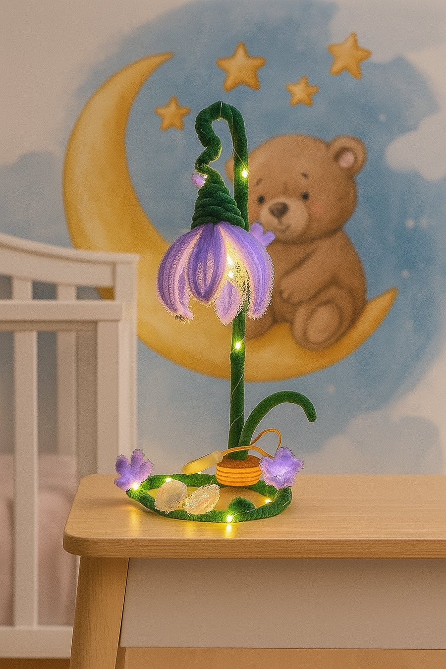 Whimsical Flower Night Light – Handmade Decor Lamp for Nursery or Kids Room 