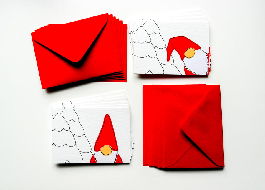 Christmas Gonk cards, Mix Packs 12x Christmas Nordic Santa Gift Thank you Cards