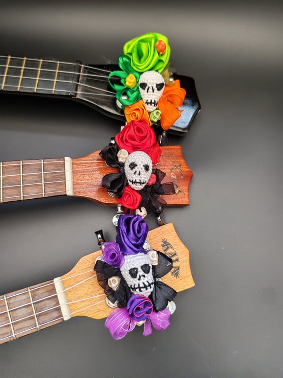 Goth - ish Ukulele Headstock Corsage for Halloween