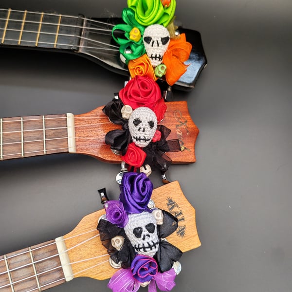 Goth - ish Ukulele Headstock Corsage for Halloween