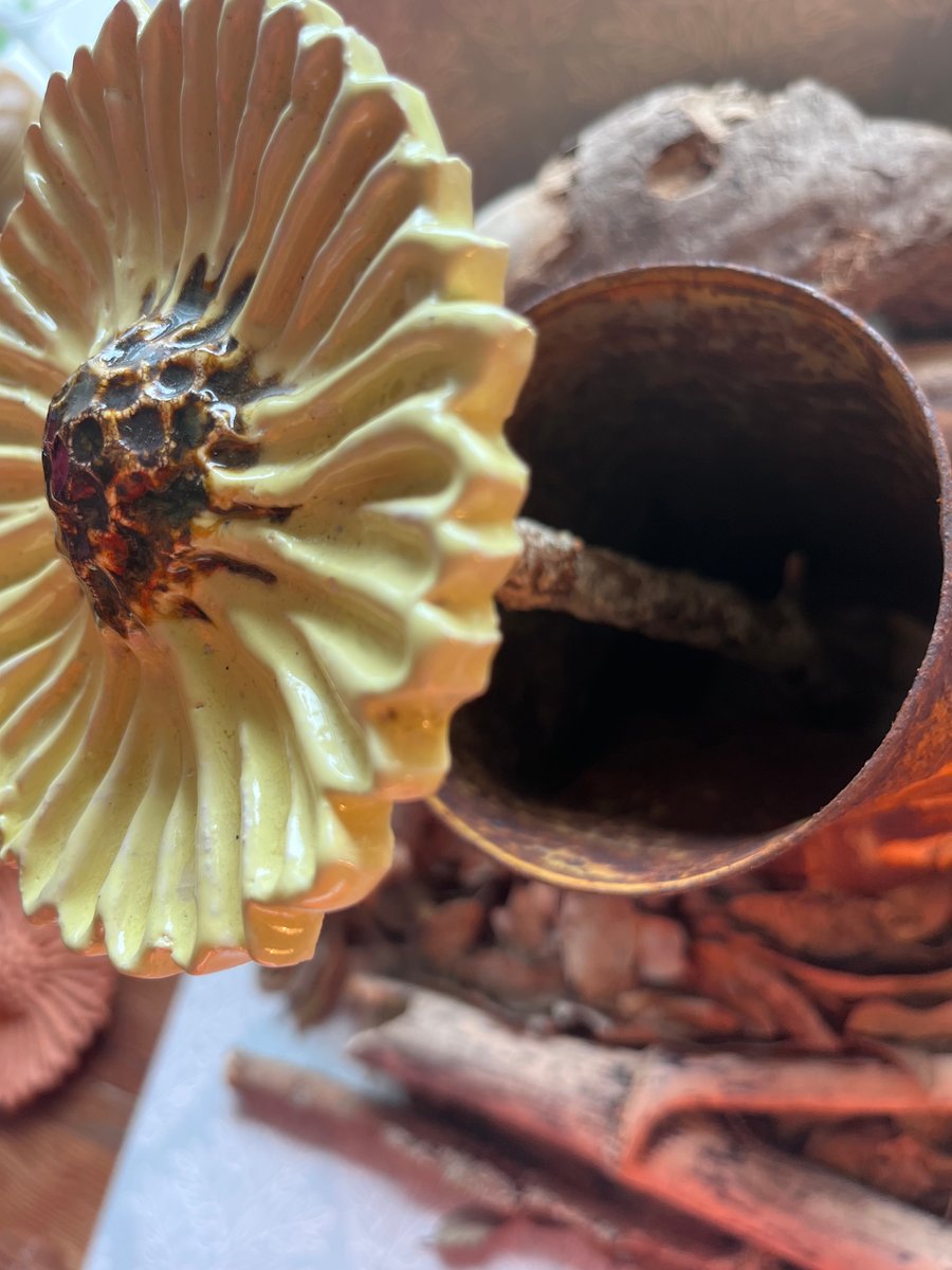 Ceramic sunflower cane topper 