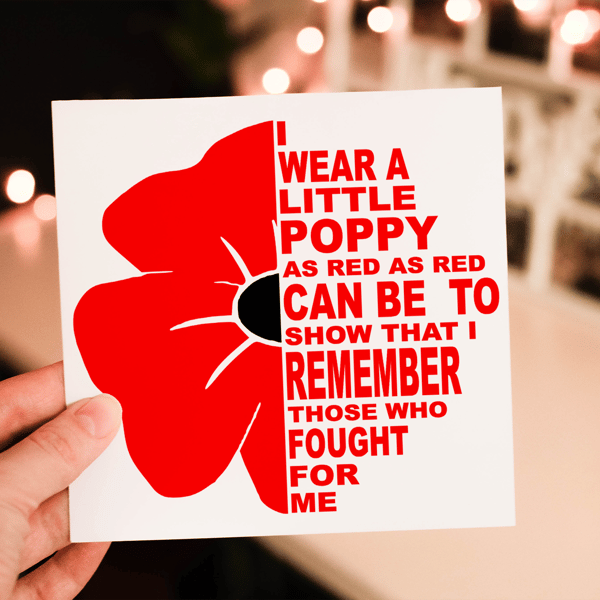 Remembrance Day Card, Thank You For Your Service Card, Poppy Custom Card