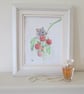 Cute Field Mouse and Raspberries art, original painting - Image 2