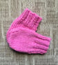 Hand Knitted Baby Pompom Bobble Hat and Mittens Gift Set in Pink - Image 3