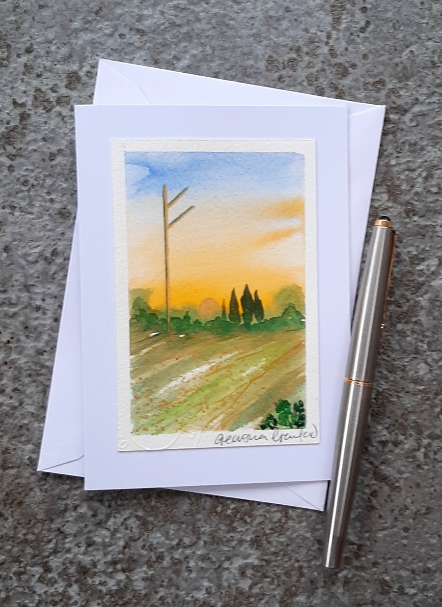 Wealth. Wicca Symbol, Sigil, Rune. Handpainted Card.