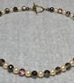 Glass Pearl and Half-Coated Faceted Glass Crystal Necklace - Image 2