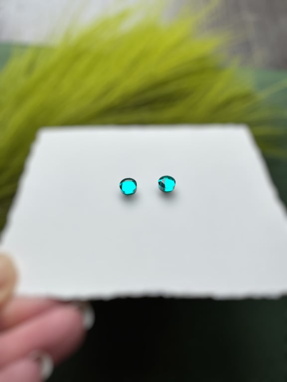 Teal Acrylic Micro Circle Stud Earrings